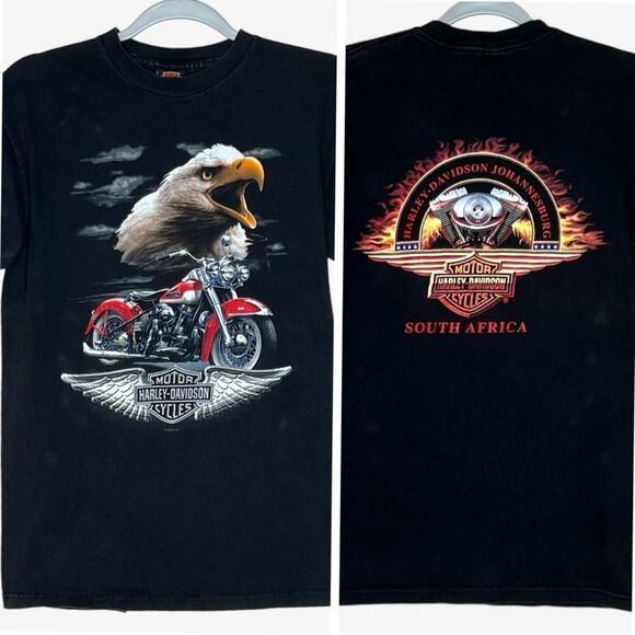 Vintage Harley Davidson Eagle South Africa T-Shirt Tee Size M 2000 Y2K USA - Picture 2 of 9